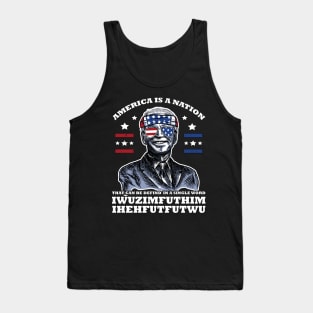 Confused Biden America Flag Sunglasses America is a Nation Tank Top